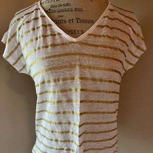 Lily Pulitzer Gold and White Striped Linen Shirt